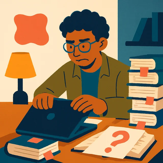 Er klappt den Laptop entschlossen zu